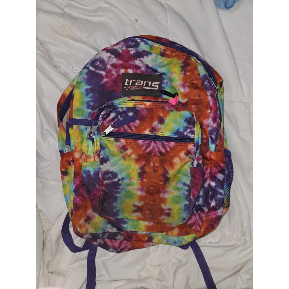 Jansport trans brand tie dye full size rainbow backpack bookbag bag tote purse!